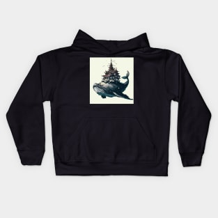 Fantasy whale village Kids Hoodie